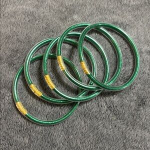 Green and Gold All Weather Bangles (Set of 5)